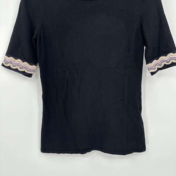 shirt top tee sweater short sleeve designer knit black crewneck S 6 42 - Picture 5 of 8